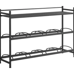 VEVOR Water Jug Holder, 3 Tiers 4 Rows 3 and 5 Gallon Water Bottle Holder for 8 Bottles, Heavy Duty Jug Rack Organizer with Storage Shelf, Angled Design, for Kitchen, Office, Living Room, Black
