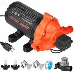VEVOR Water Pressure Pump, 110V AC 4 GPM, 3-Chamber On Demand Electric Diaphragm Water Transfer Pump, 45 PSI Max Pressure, Automatic Pressure Switch, for Home Kitchen Garden Irrigation Car Washing
