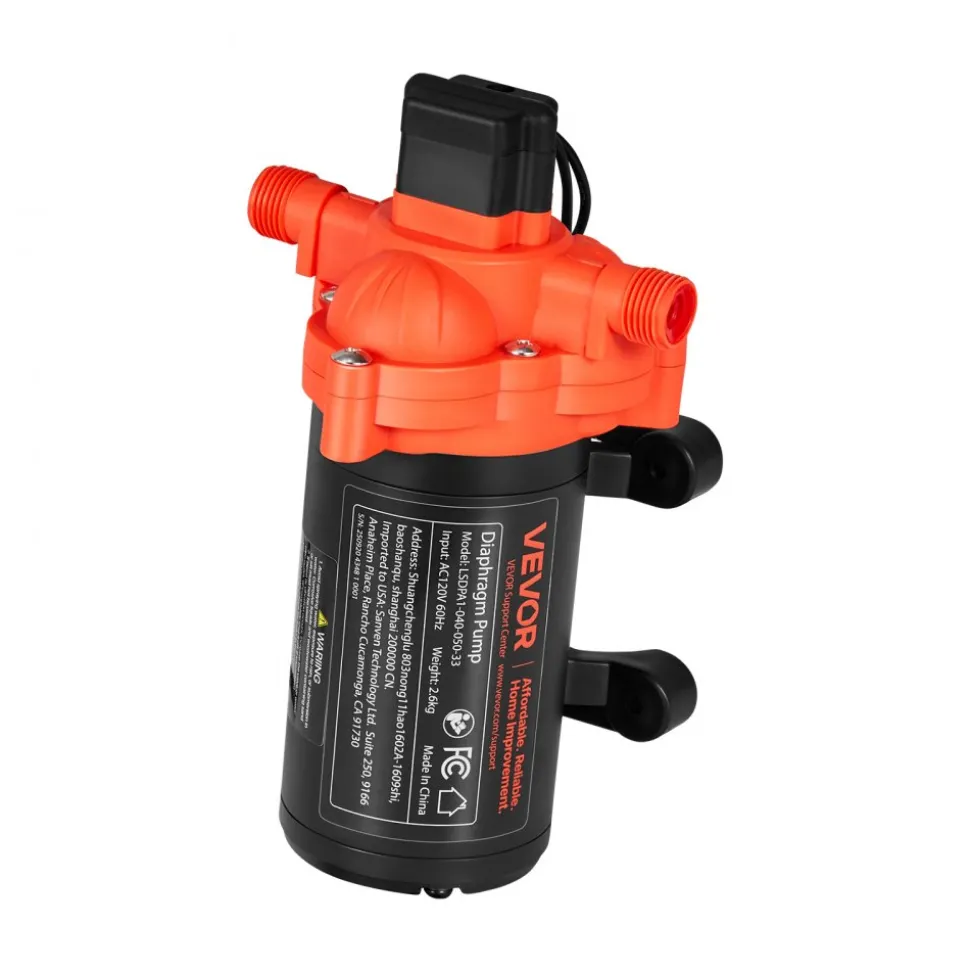 VEVOR Water Pressure Pump, 110V AC 4 GPM, 3-Chamber On Demand Electric Diaphragm Water Transfer Pump, 45 PSI Max Pressure, Automatic Pressure Switch, for Home Kitchen Garden Irrigation Car Washing