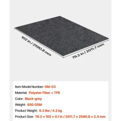 VEVOR Waterproof Garage Floor Mat for Under Car, Non-slip 6.6'x8.5' Compact Size Heavy Duty Containment Mat, Protects Garage Floor from Water, Mud and Oil, For Garages,Greenhouses,Entrance