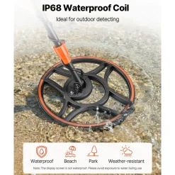 VEVOR Waterproof Metal Detector, 12", Professional High Accuracy Gold Detector for Adults, with Display, Wireless Headphones, 7 Modes, Adjustable Length, for Detecting Gold Treasure Hunting, IP68