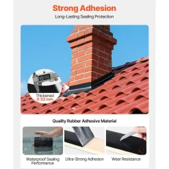 VEVOR Waterproof Patch and Seal Tape, 4 inch x 10 ft, Pack of 2, Weather-Resistant Waterproof Tape for Leaks and Repairs, Peel and Stick Easy Indoor and Outdoor Use for Roof, Wall, and Pipe, Black