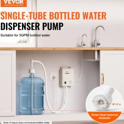 VEVOR Water Pump System for 5 Gallon Bottles, Automatic Electric Dispenser, Single Inlet, Suitable for Coffee/Tea Appliances, Fridges, Ice Machines