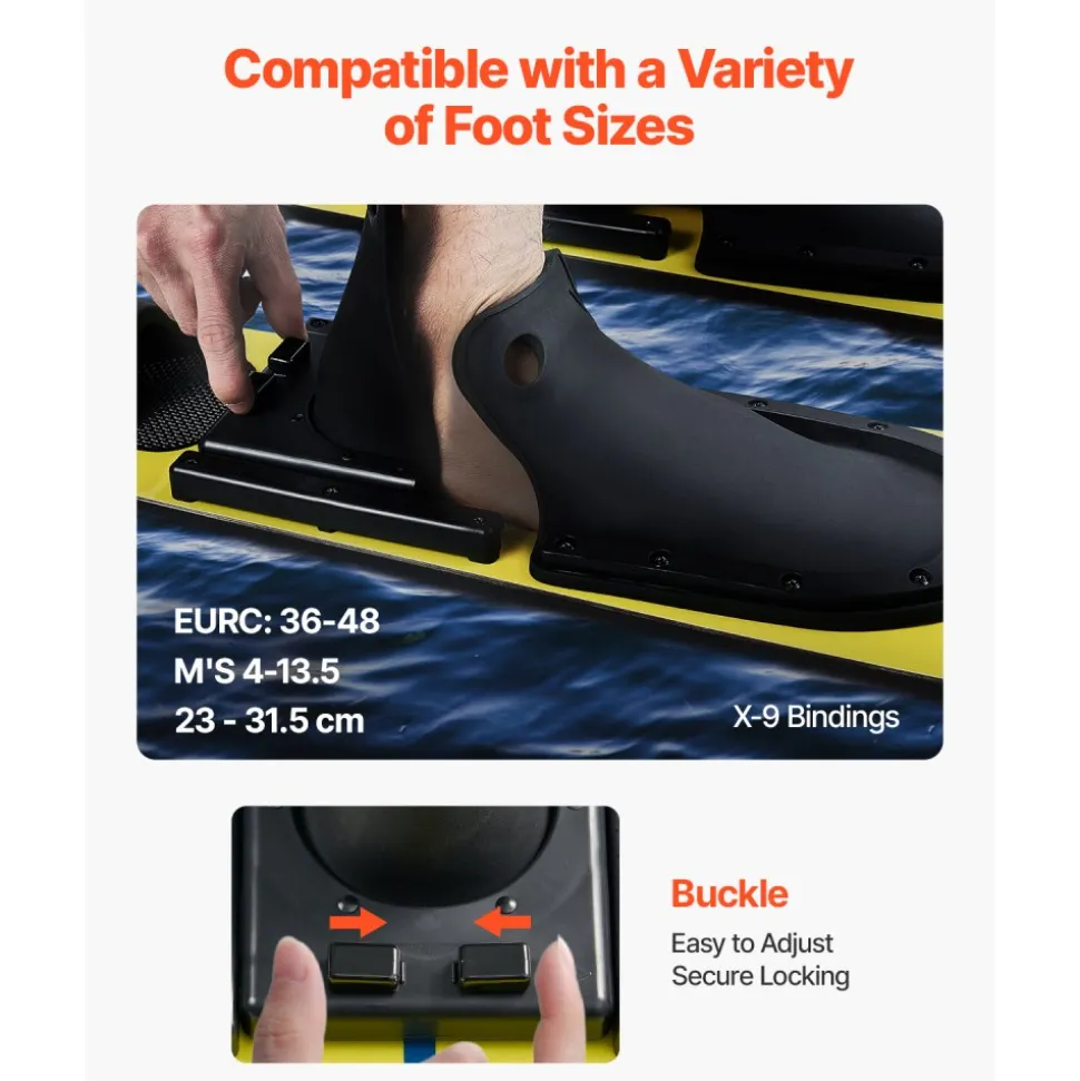 VEVOR 67" Water Skis, Adult Water Ski with X-9 Adjustable Horseshoe Bindings & Padded Rear Toe Plate, High-gloss UV Coating Waterskis Combo for Adults Up to 300 lbs