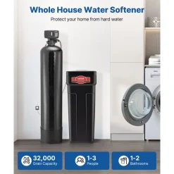 VEVOR Water Softener, 32,000 Grains Whole House Water Softener System, with Automatic Digital Control Head, Bypass Valve, Reduce Hardness and Minerals, Improve Water Quality, for 1-2 Bathrooms