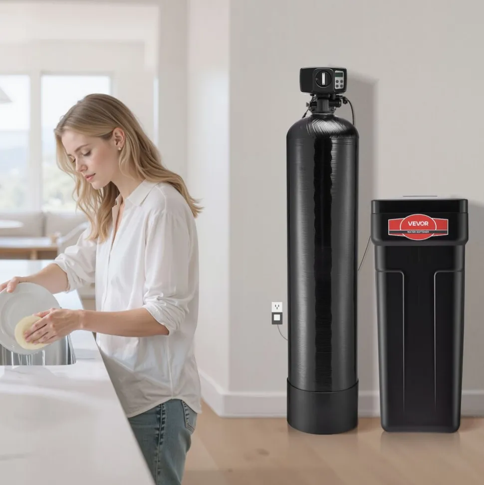 VEVOR Water Softener, 48,000 Grains Whole House Water Softener System, with Automatic Digital Control Head, Bypass Valve, Reduce Hardness and Minerals, Improve Water Quality, for 3-4 Bathrooms