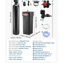 VEVOR Water Softener, 48,000 Grains Whole House Water Softener System, with Automatic Digital Control Head, Bypass Valve, Reduce Hardness and Minerals, Improve Water Quality, for 3-4 Bathrooms