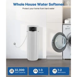 VEVOR Water Softener, 32,000 Grains Whole House Water Softener System, with Automatic Touch Control Panel, Bypass Valve, Reduce Hardness and Minerals, Improve Water Quality, for 1-2 Bathrooms