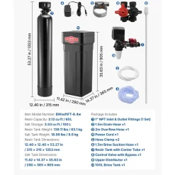 VEVOR Water Softener, 64,000 Grains Whole House Water Softener System, with Automatic Digital Control Head, Bypass Valve, Reduce Hardness and Minerals, Improve Water Quality, for 5-6 Bathrooms