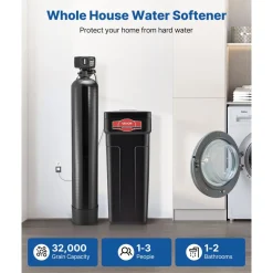 VEVOR Water Softener, 64,000 Grains Whole House Water Softener System, with Automatic Digital Control Head, Bypass Valve, Reduce Hardness and Minerals, Improve Water Quality, for 5-6 Bathrooms
