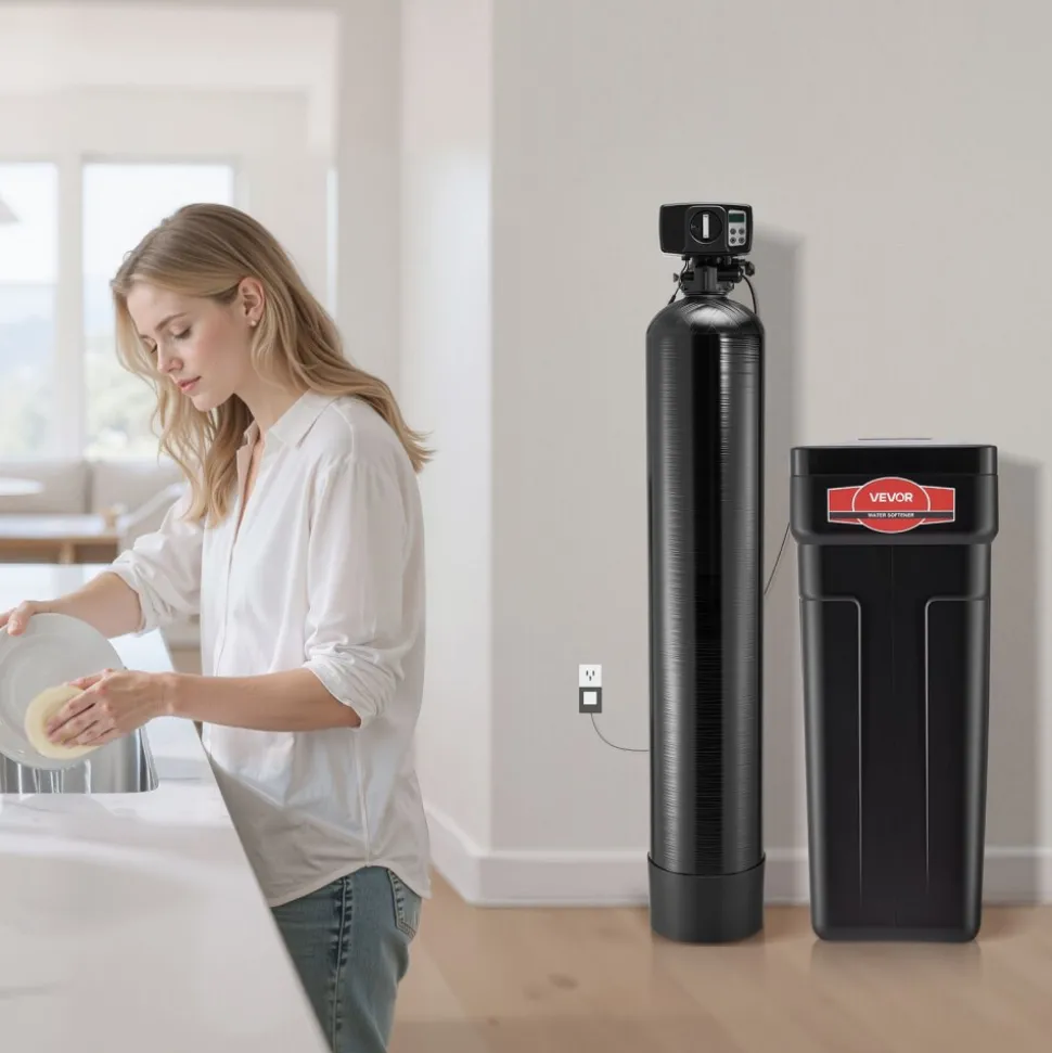 VEVOR Water Softener, 64,000 Grains Whole House Water Softener System, with Automatic Digital Control Head, Bypass Valve, Reduce Hardness and Minerals, Improve Water Quality, for 5-6 Bathrooms