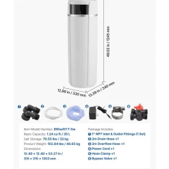 VEVOR Water Softener, 40,000 Grains Whole House Water Softener System, with Automatic Touch Control Panel, Bypass Valve, Reduce Hardness and Minerals, Improve Water Quality, for 2-3 Bathrooms