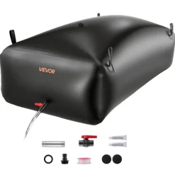 VEVOR Water Storage Bladder, 264.2 Gal Collapsible Water Storage Bag, Wear-Resistant 1000D PVC Soft Waters Bag, Leakproof Camping Tank Containers for Garden Irrigation RV Emergency Use, Black