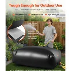 VEVOR Water Storage Bladder, 264.2 Gal Collapsible Water Storage Bag, Wear-Resistant 1000D PVC Soft Waters Bag, Leakproof Camping Tank Containers for Garden Irrigation RV Emergency Use, Black