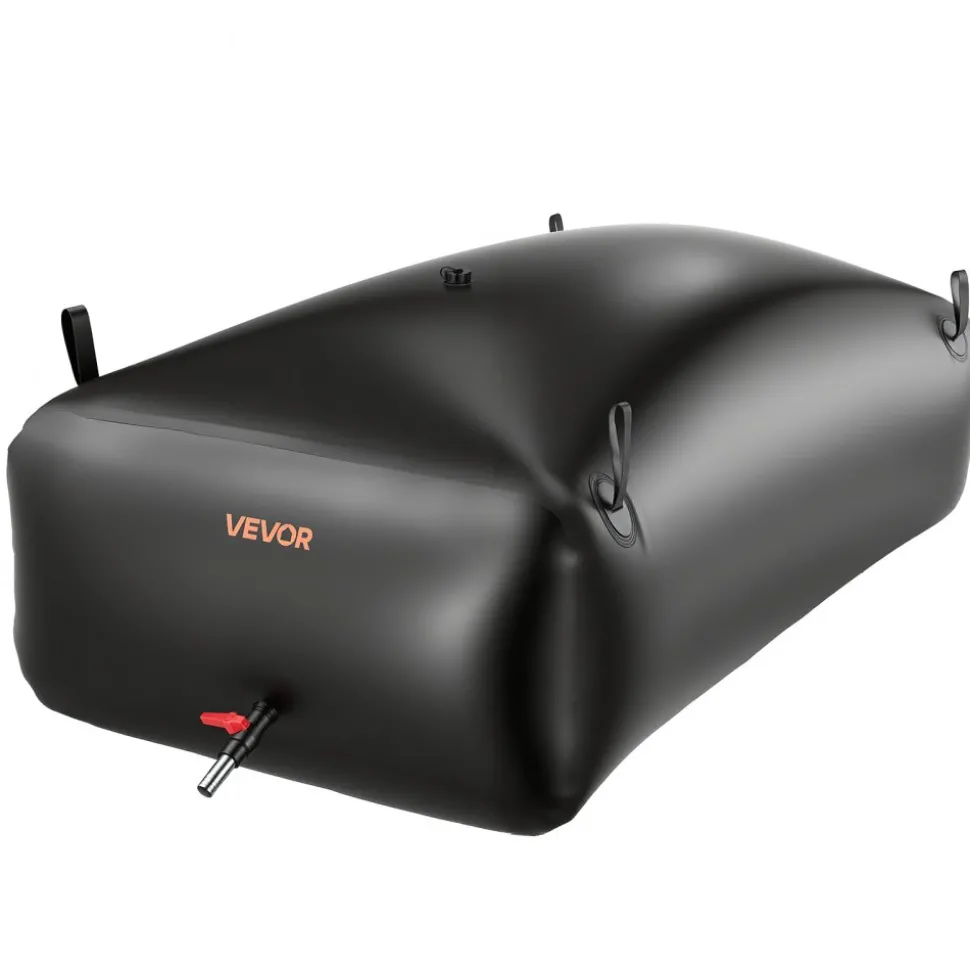 VEVOR Water Storage Bladder, 264.2 Gal Collapsible Water Storage Bag, Wear-Resistant 1000D PVC Soft Waters Bag, Leakproof Camping Tank Containers for Garden Irrigation RV Emergency Use, Black