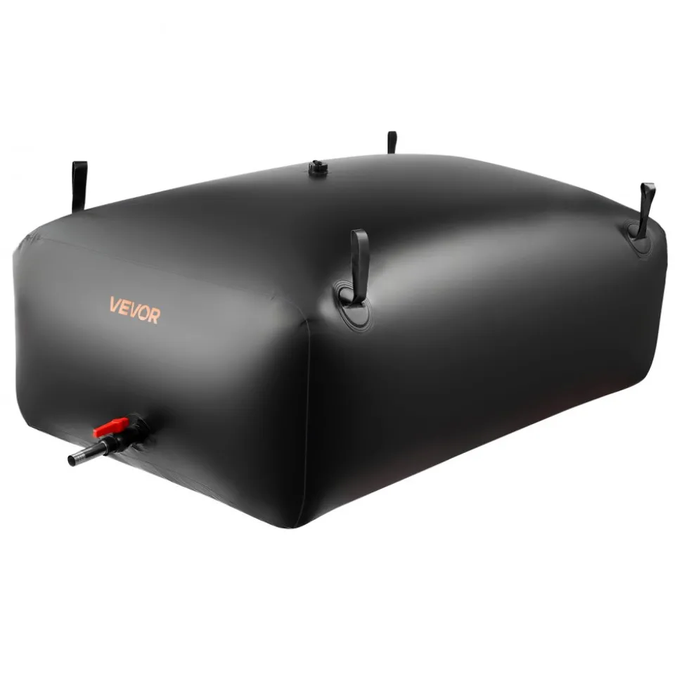 VEVOR Water Storage Bladder, 264.2 Gal Collapsible Water Storage Bag, Wear-Resistant 1000D PVC Soft Waters Bag, Leakproof Camping Tank Containers for Garden Irrigation RV Emergency Use, Black