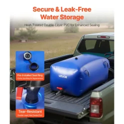 VEVOR Water Storage Bladder, 87.2 Gal Collapsible Water Storage Bag, Wear-Resistant 1000D PVC Soft Waters Bag, Leakproof Camping Tank Containers for Garden Irrigation RV Emergency Use, Blue