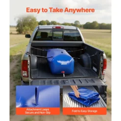 VEVOR Water Storage Bladder, 87.2 Gal Collapsible Water Storage Bag, Wear-Resistant 1000D PVC Soft Waters Bag, Leakproof Camping Tank Containers for Garden Irrigation RV Emergency Use, Blue