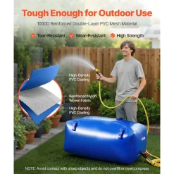 VEVOR Water Storage Bladder, 87.2 Gal Collapsible Water Storage Bag, Wear-Resistant 1000D PVC Soft Waters Bag, Leakproof Camping Tank Containers for Garden Irrigation RV Emergency Use, Blue