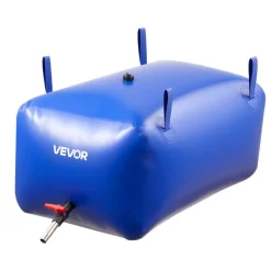 VEVOR Water Storage Bladder, 87.2 Gal Collapsible Water Storage Bag, Wear-Resistant 1000D PVC Soft Waters Bag, Leakproof Camping Tank Containers for Garden Irrigation RV Emergency Use, Blue