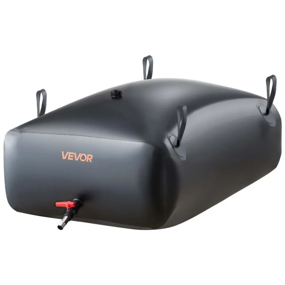 VEVOR Water Storage Bladder, 87.2 Gal Collapsible Water Storage Bag, Wear-Resistant 1000D PVC Soft Waters Bag, Leakproof Camping Tank Containers for Garden Irrigation RV Emergency Use, Black