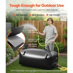 VEVOR Water Storage Bladder, 87.2 Gal Collapsible Water Storage Bag, Wear-Resistant 1000D PVC Soft Waters Bag, Leakproof Camping Tank Containers for Garden Irrigation RV Emergency Use, Black