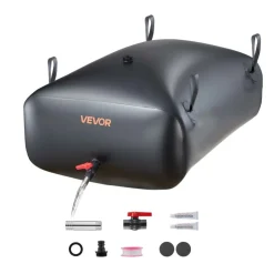 VEVOR Water Storage Bladder, 87.2 Gal Collapsible Water Storage Bag, Wear-Resistant 1000D PVC Soft Waters Bag, Leakproof Camping Tank Containers for Garden Irrigation RV Emergency Use, Black