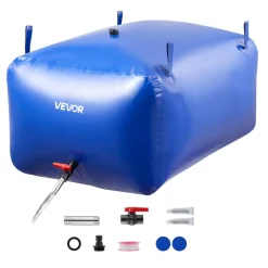 VEVOR Water Storage Bladder 105.7 Gallon Large Capacity Water Bag, Portable & Collapsible Soft Waters Container, Leakproof & Tear-Resistant PVC Emergency Waters Storage Tank for RV Truck & Outdoor Use