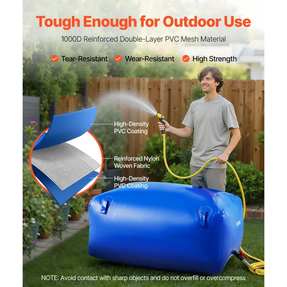 VEVOR Water Storage Bladder 105.7 Gallon Large Capacity Water Bag, Portable & Collapsible Soft Waters Container, Leakproof & Tear-Resistant PVC Emergency Waters Storage Tank for RV Truck & Outdoor Use