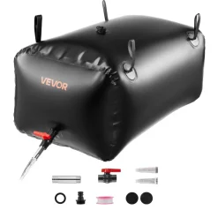 VEVOR Water Storage Bladder, 30 Gal Collapsible Water Storage Bag, Wear-Resistant 1000D PVC Soft Waters Bag, Leakproof Camping Tank Containers for Garden Irrigation RV Emergency Use, Black