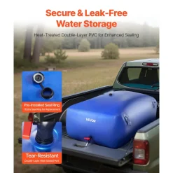 VEVOR Water Storage Bladder, 142.7 Gal Collapsible Water Storage Bag, Wear-Resistant 1000D PVC Soft Waters Bag, Leakproof Camping Tank Containers for Garden Irrigation RV Emergency Use, Blue