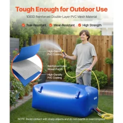 VEVOR Water Storage Bladder, 142.7 Gal Collapsible Water Storage Bag, Wear-Resistant 1000D PVC Soft Waters Bag, Leakproof Camping Tank Containers for Garden Irrigation RV Emergency Use, Blue