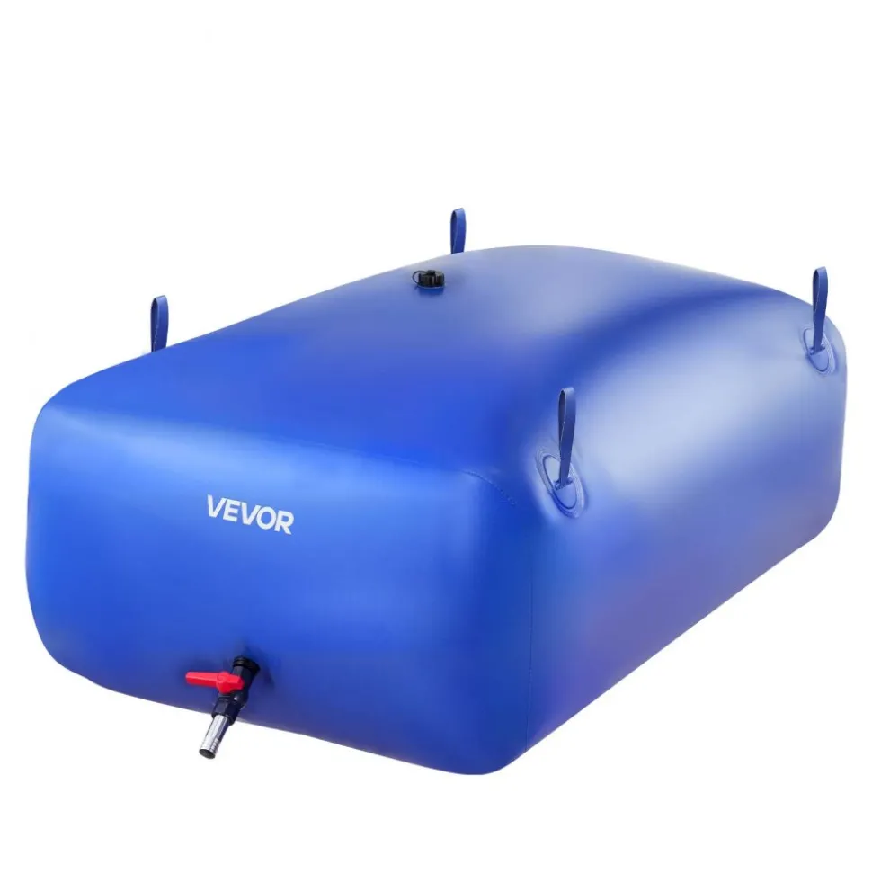 VEVOR Water Storage Bladder, 142.7 Gal Collapsible Water Storage Bag, Wear-Resistant 1000D PVC Soft Waters Bag, Leakproof Camping Tank Containers for Garden Irrigation RV Emergency Use, Blue
