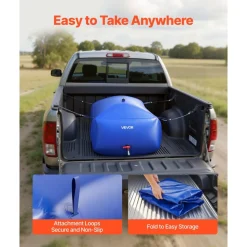 VEVOR Water Storage Bladder, 142.7 Gal Collapsible Water Storage Bag, Wear-Resistant 1000D PVC Soft Waters Bag, Leakproof Camping Tank Containers for Garden Irrigation RV Emergency Use, Blue