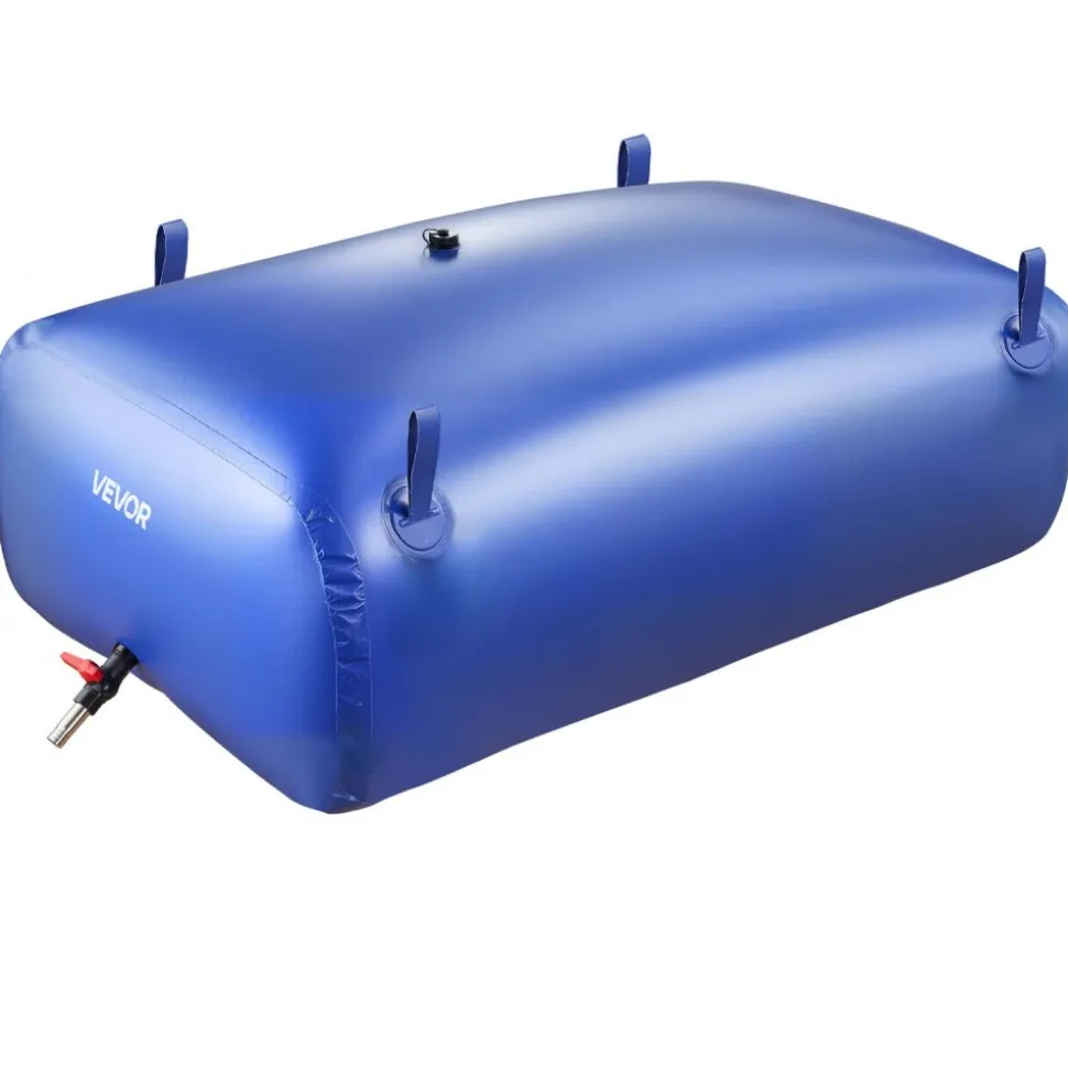 VEVOR Water Storage Bladder, 142.7 Gal Collapsible Water Storage Bag, Wear-Resistant 1000D PVC Soft Waters Bag, Leakproof Camping Tank Containers for Garden Irrigation RV Emergency Use, Blue
