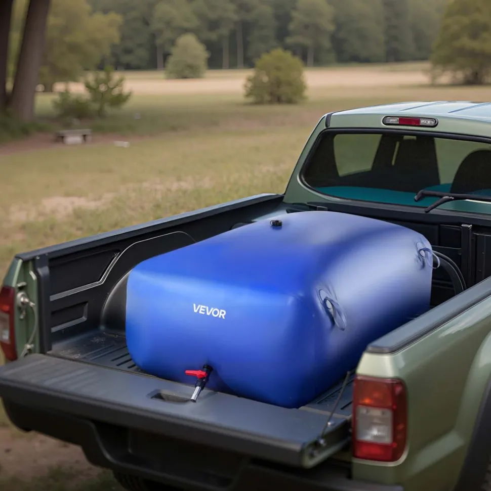 VEVOR Water Storage Bladder, 142.7 Gal Collapsible Water Storage Bag, Wear-Resistant 1000D PVC Soft Waters Bag, Leakproof Camping Tank Containers for Garden Irrigation RV Emergency Use, Blue