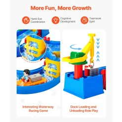 VEVOR Water Table for Toddlers, Kids Activity Play Waterway, Outdoor Summer Water Park Playset with 39PCS Accessories for Backyard Lawn Beach, Activity Sensory Play Table for 3+ Years Boys Girls