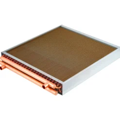 VEVOR Water to Air Heat Exchanger, 14 x 14 in Finned Tube HVAC Heat Exchanger Coil with Copper Tubes & Aluminum Fins, 65K BTU Output for Outdoor Wood Furnace, Hydronic Heating & Cooling Systems