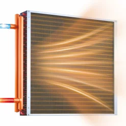 VEVOR Water to Air Heat Exchanger, 14 x 14 in Finned Tube HVAC Heat Exchanger Coil with Copper Tubes & Aluminum Fins, 65K BTU Output for Outdoor Wood Furnace, Hydronic Heating & Cooling Systems