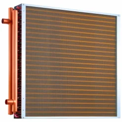 VEVOR Water to Air Heat Exchanger, 14 x 14 in Finned Tube HVAC Heat Exchanger Coil with Copper Tubes & Aluminum Fins, 65K BTU Output for Outdoor Wood Furnace, Hydronic Heating & Cooling Systems