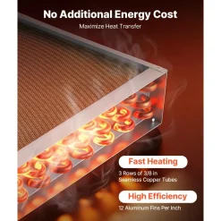 VEVOR Water to Air Heat Exchanger, 14 x 14 in Finned Tube HVAC Heat Exchanger Coil with Copper Tubes & Aluminum Fins, 65K BTU Output for Outdoor Wood Furnace, Hydronic Heating & Cooling Systems