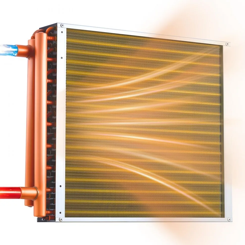 VEVOR Water to Air Heat Exchanger, 18 x 18 in Finned Tube HVAC Heat Exchanger Coil with Copper Tubes & Aluminum Fins, 120K BTU Output for Outdoor Wood Furnace, Hydronic Heating & Cooling Systems