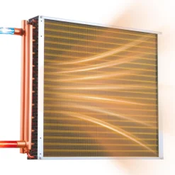 VEVOR Water to Air Heat Exchanger, 22 x 22 in Finned Tube HVAC Heat Exchanger Coil with Copper Tubes & Aluminum Fins, 190K BTU Output for Outdoor Wood Furnace, Hydronic Heating & Cooling Systems