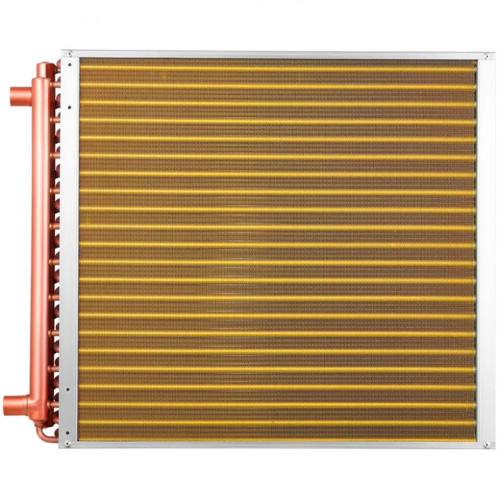 VEVOR Water to Air Heat Exchanger, 22 x 22 in Finned Tube HVAC Heat Exchanger Coil with Copper Tubes & Aluminum Fins, 190K BTU Output for Outdoor Wood Furnace, Hydronic Heating & Cooling Systems