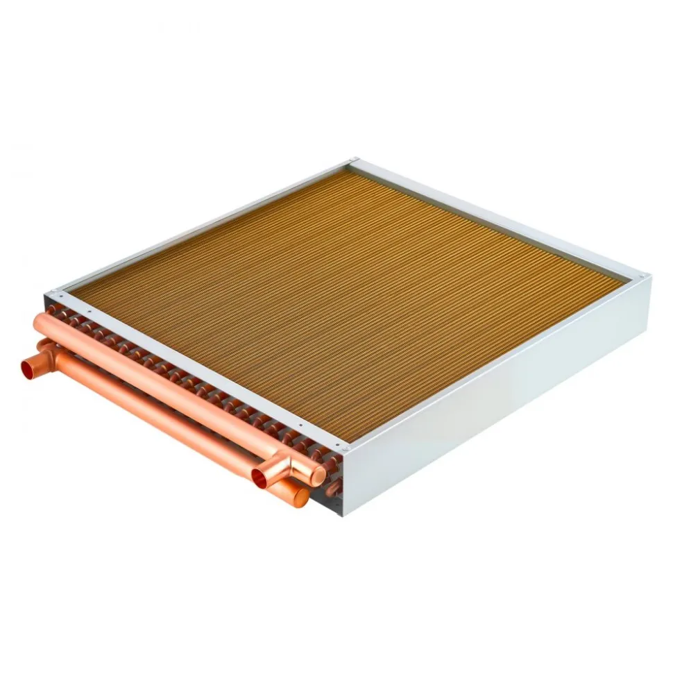 VEVOR Water to Air Heat Exchanger, 22 x 22 in Finned Tube HVAC Heat Exchanger Coil with Copper Tubes & Aluminum Fins, 190K BTU Output for Outdoor Wood Furnace, Hydronic Heating & Cooling Systems