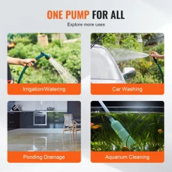 VEVOR Water Transfer Pump, 12V DC 360 GPH 1/10HP, Portable Electric Utility Pump with 6 ft Suction Hose Kit, Impeller, Suction Strainer, for Garden, Rain Barrel, Pool, Pond, Hot Tub, Aquarium Draining