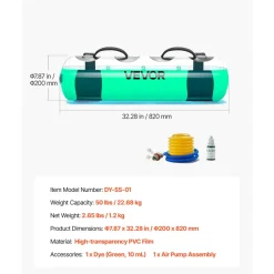 VEVOR Water Weights Aqua Bag, Large Aqua Bags for Workout, 50 lbs Adjustable Portable Stability Fitness & Full Body Exercise Equipment, for Strength Core and Balance Training, Home Gym Exercise, Clear