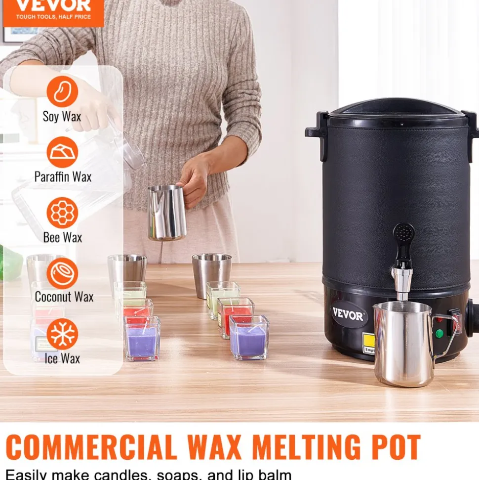 VEVOR Wax Melter for Candle Making, 6.5 Liter Large Electric Wax Melting Pot Easy Pour Spout, 9-level Temperature Control, Easy Clean for Candle Soap Cream Beauty Bulk Production Business or Home