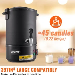 VEVOR Wax Melter for Candle Making, 6.5 Liter Large Electric Wax Melting Pot Easy Pour Spout, 9-level Temperature Control, Easy Clean for Candle Soap Cream Beauty Bulk Production Business or Home