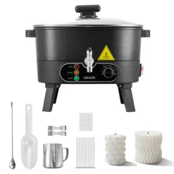 VEVOR Wax Melter for Candle Making, 6.3 Qts, Fast and Even Heating, with Easy Pour Spout and Temperature Control, Grooved Base for Non-Stick and Smooth Flow, Wax Melting Pot for Making Candles Soaps